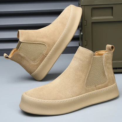 Luxury Slip on Safety Comfort Shoes Man Outdoors Chelsea Boot Leather Fashion Walking Shoes Men Autumn New Men's Boots