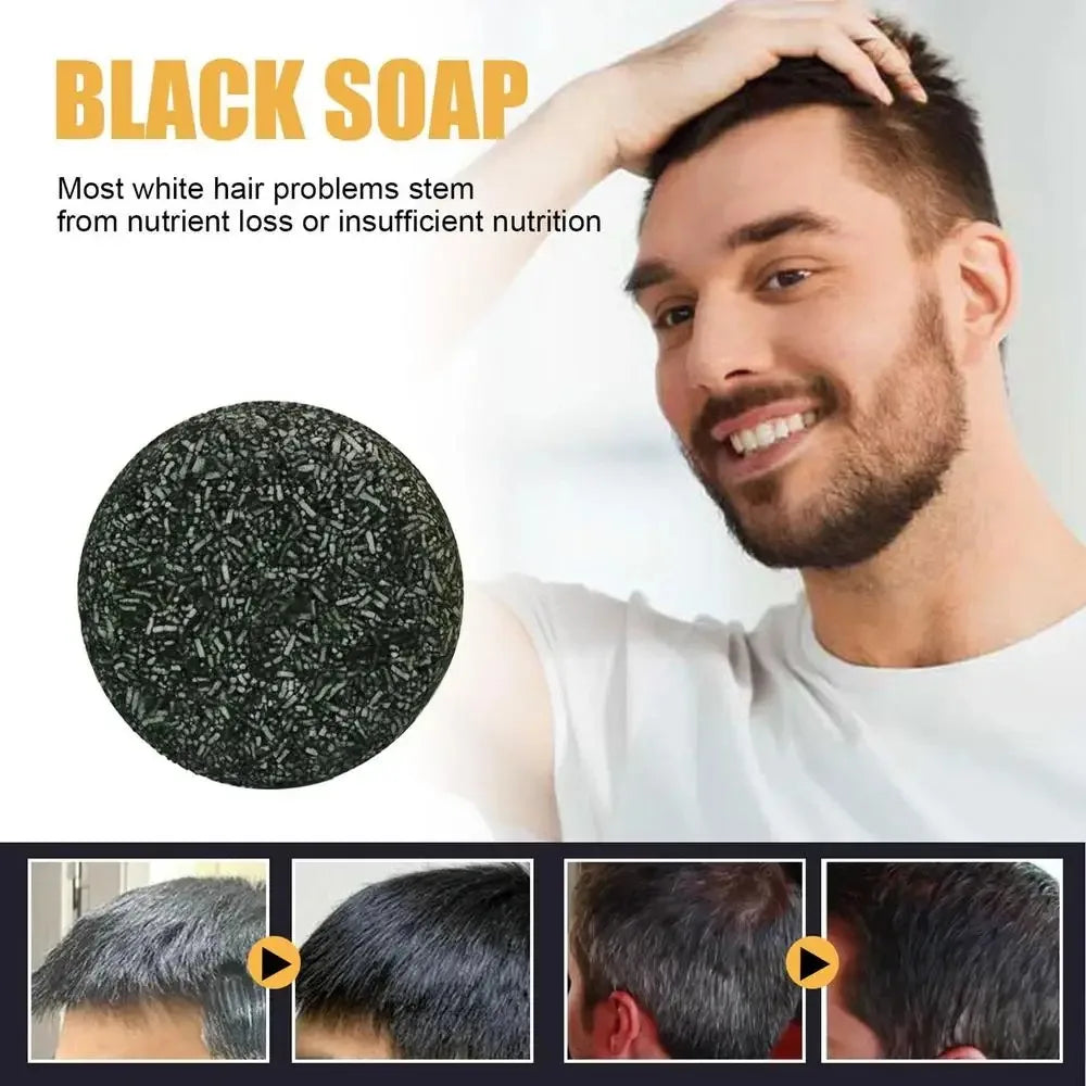 Polygonum Multiflorum Black Hair Soap Darkening Shampoo Bar Repair Gray White Color Dye Face Hair Body Shampoo For Man Women