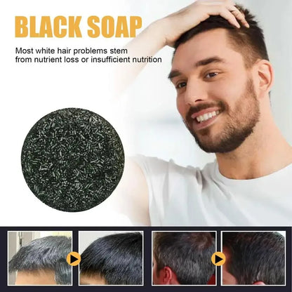 Polygonum Multiflorum Black Hair Soap Darkening Shampoo Bar Repair Gray White Color Dye Face Hair Body Shampoo For Man Women