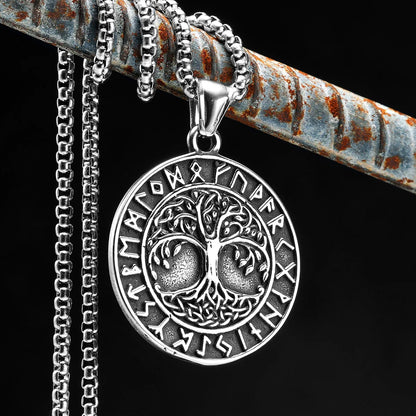 Tree Of Life Men Necklaces Pendant Stainless Steel Jewelry For Viking Symbol Male Women Punk Hip Hop Accessories Gifts Wholesale
