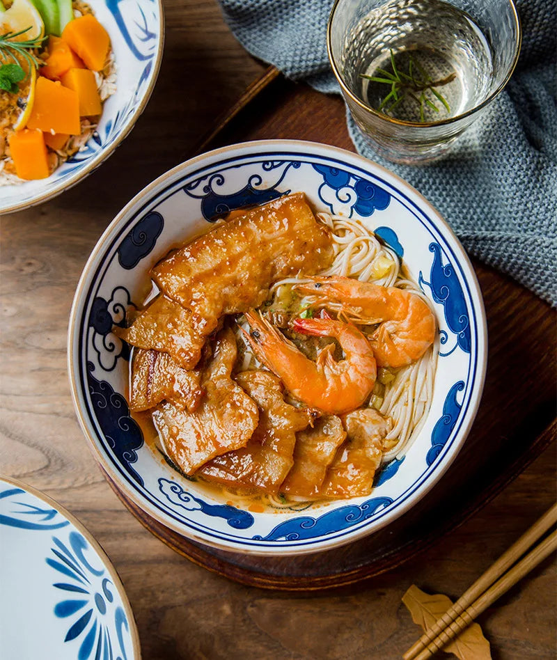 Japanese 7.5 Inch Hat Bowl Retro Ceramic Ramen Soup Bowl Fruit Vegetable Salad Noodle Kitchen Tableware | Kimlud Premium...