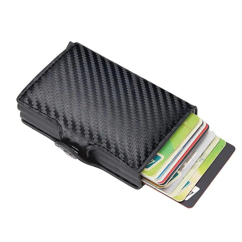 Carbon Fiber RFID Blocking Protection Men Credit Card Holder Wallet Leather Metal Aluminum Luxury Business Bank Cardholder Case