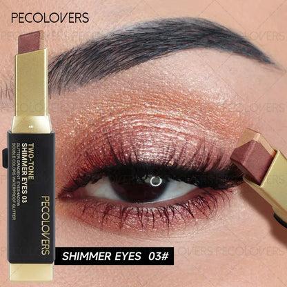 Two-color Push-pull Eye Shadow Stick, Multi-color Selection, One-touch Shape, Waterproof, Long-lasting and Natural