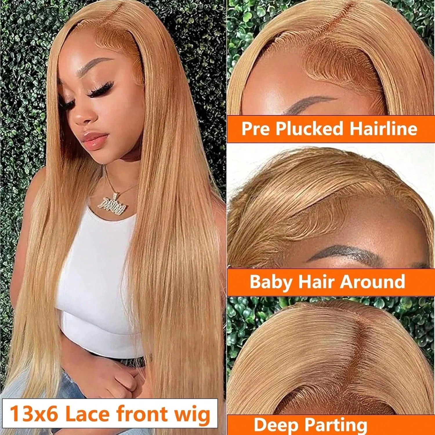 13x6 Honey Blonde Straight Hd Lace Human Hair Wig 250 Density 13x6 Brazilian Bone Hd Lace Frontal Human Hair Wigs For Women ﻿