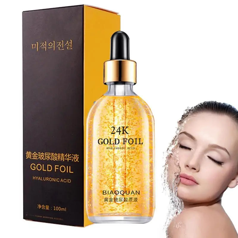 24K Gold Foil Hyaluronic Acid Essence Hyaluronic Acid Acne Serum Anti Wrinkle Moisturizing Brightening Nourishing Face...