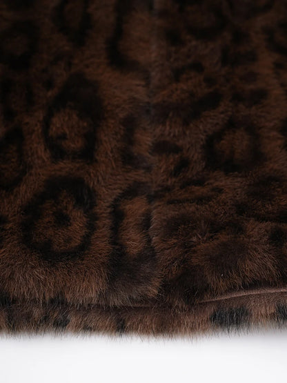 ZMEENNA Brown Leoppard Print Big Size Long Faux Fur Jacket New Lapel Long Sleeve Women Coat Fashion Autumn Winter 2024 ZM593