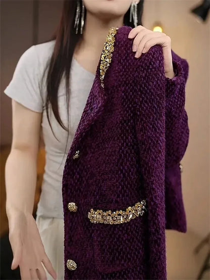 High-Quality Small Fragrance Coat Female 2025Heavy Industry New Short Jacket Women French Outwear Temperament Tweed Overwear Top