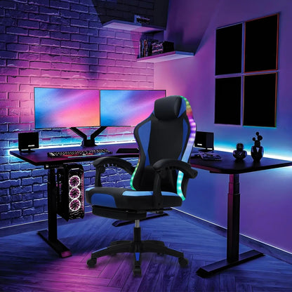 Video Game Chairs,Gaming Chair for Kids,Ergonomic Gaming Chair,LED Lights Ergonomic Massage Computer Gaming Chair, Customized