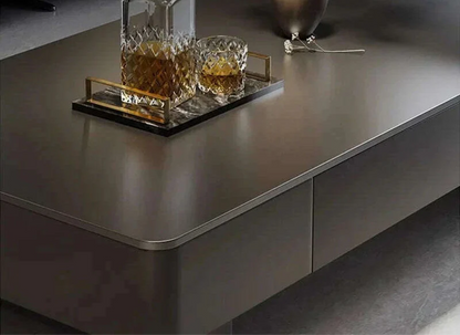 Italian coffee  living room home new light luxury high-end black rectangular simple small apartment rock slab coffee table