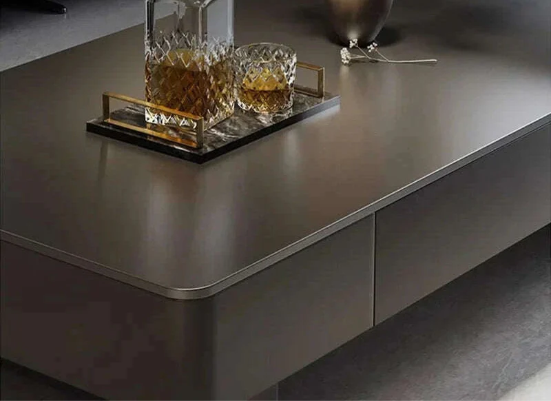 Italian coffee  living room home new light luxury high-end black rectangular simple small apartment rock slab coffee table