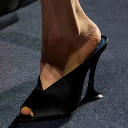 2026 Women Summer Pointed Toe Strange Heels Shoes For Woman's Peep Toe Solid Color Slip-On High Heeled Pumps Sexy Ladies Sandals - Kimlud