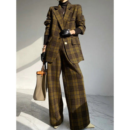 Tinaa Woolen Blend Plus Size Jackets Womens 2025 Winter Warm Plaid Lapel Notch Collar Long Sleeve Office Lady Outerwear 184064 - Kimlud