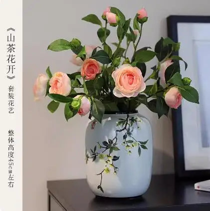 Chinese Ceramic Vase Decoration Living Room Entrance Floral Home Hydroponic Simple round Housewarming Gift Flower