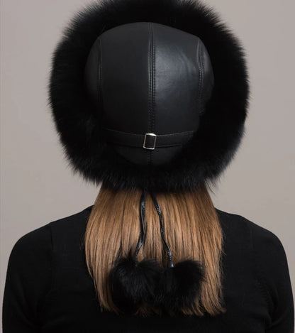 Hot Sale 100% natural Fox Fur Hat Women Cap Thick Fur Cap Winter Warm Hat Female Fashion For Women Hat With Earmuffs Hat...
