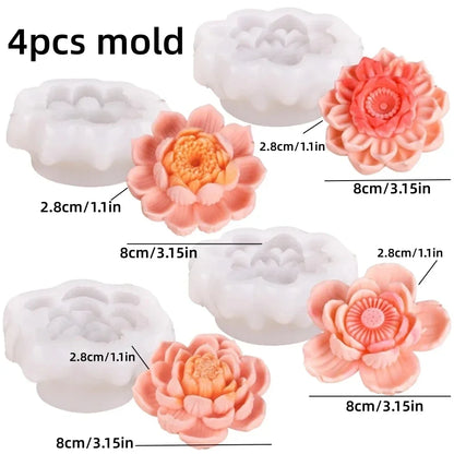 Peony Rose Bud Bouquet Candle Silicone Mold Peony Flower Clusters Candle Mould Christmas Gift Flower Bundle Resin Gypsum Molds