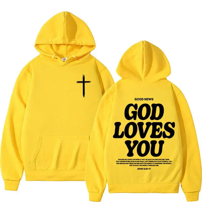 new2026Harajuku Aesthetic Christian Jesus Church Bible Verse God Loves You Hooded Men's Women Vintage Sweatshirts Streetwear Y2K