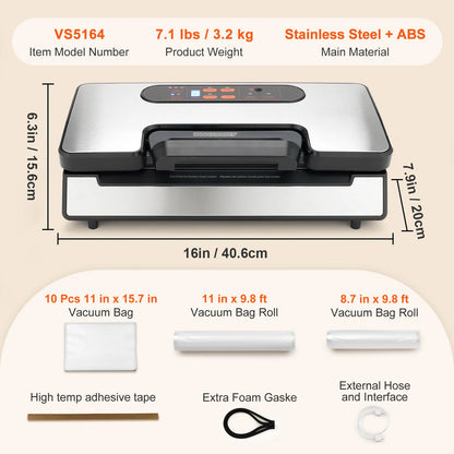 SucceBuy 90Kpa 130W Vacuum Sealer Food Packaging Machine with Free 10pcs Vacuum bags for Household Kitchen Vacuum Food Sealing - Kimlud