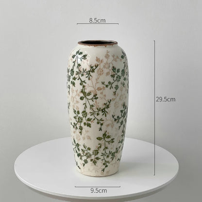 New Chinese ceramic vase dried flower water flower arrangement retro living room entrance decoration ornament small and fresh