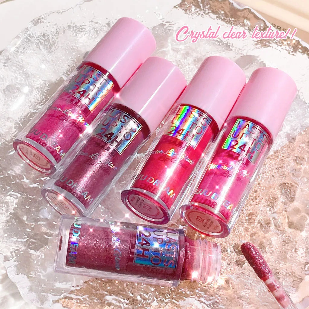 Flowing light Glitter Lip Glaze Long Lasting Lip Gloss Waterproof Liquid Lipstick Makeup Lip Oil Lip Tint Moisturizing - Kimlud