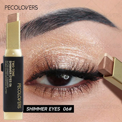 Two-color Push-pull Eye Shadow Stick, Multi-color Selection, One-touch Shape, Waterproof, Long-lasting and Natural