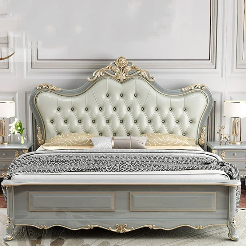Vintage Modern Bed Multifonction Nordic Unique Queen French Bed Lounge Woode Headboard Camas Matrimonial Bedroom...