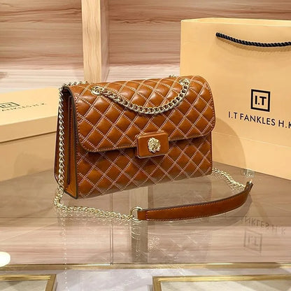 High end diamond grid chain small square bag for women 2025 new spring and summer single shoulder diagonal cross armpit...