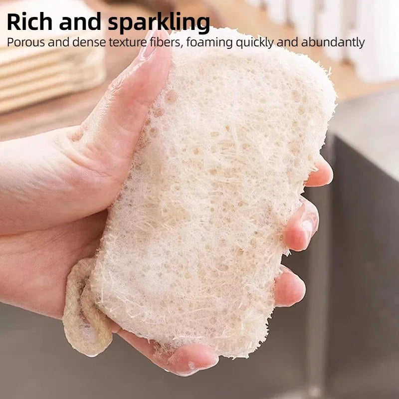 Natural Loofah Sponge Scrubber Plant Fiber Dish Washing Pad Oil Stain Remover Reusable Kitchen Cleaner with Rope Handle Cleaning