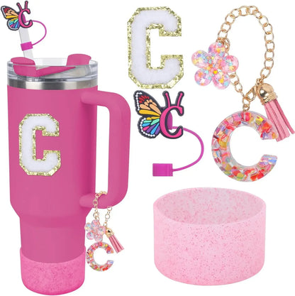 Accessories for Stanley Cup 40oz 30oz Letter Charms for Handle Silicone Boot,Straw Cover Topper & Sticker Charms