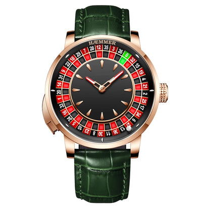 HAEMMER Men's Mechanical Watch Stainless Steel NH35 Watch Men's Push Button Roulette Rotating Sapphire Glass Watch Waterproof