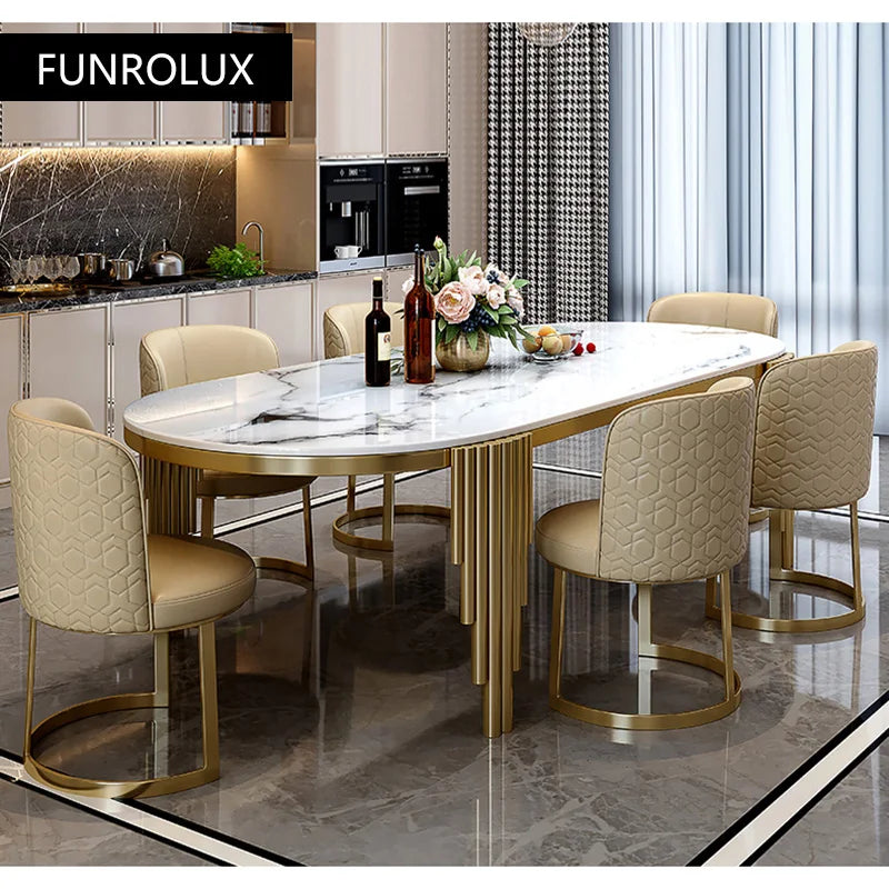 Stainless steel Dining Room Set Home Furniture modern marble dining table | Kimlud Luxury Table