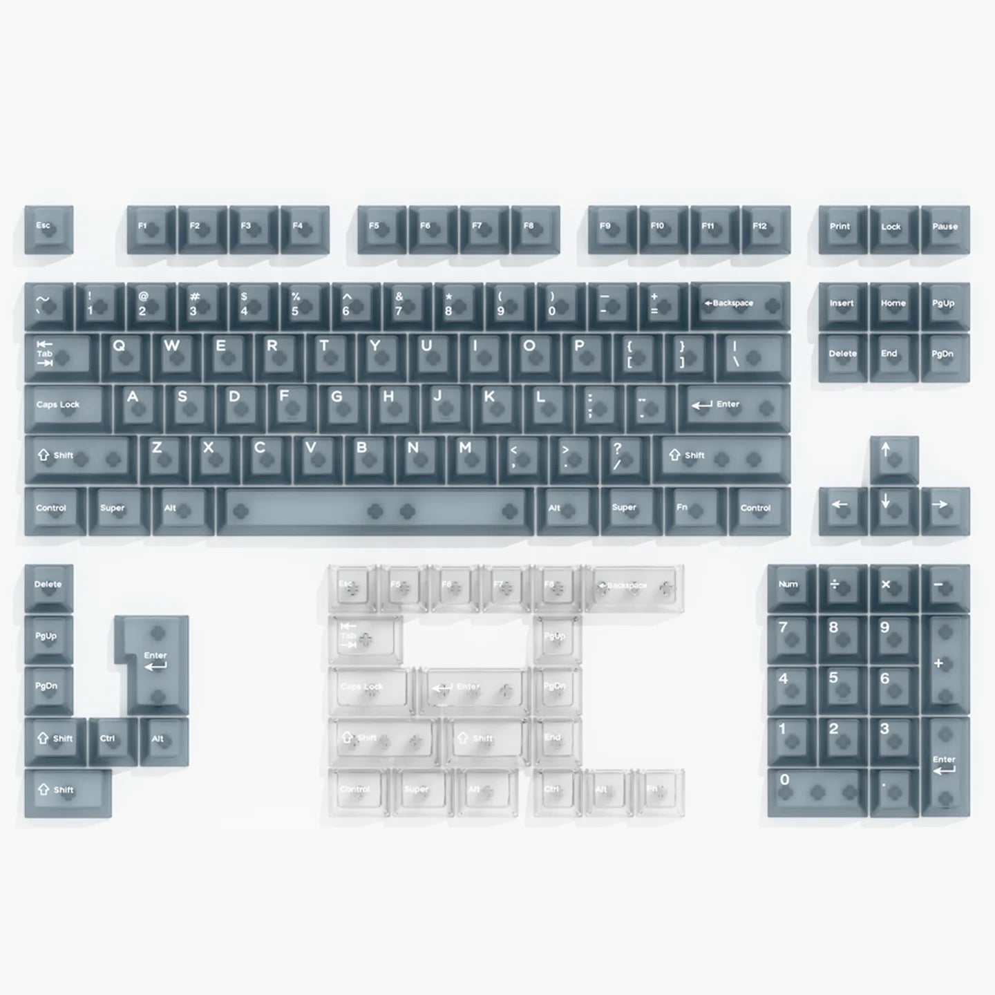 Multicolor Transparent PC Keycaps Cherry profile Shine Through Keycap Sets With Numberpad Key Cap for MX Mechanical Keyboard