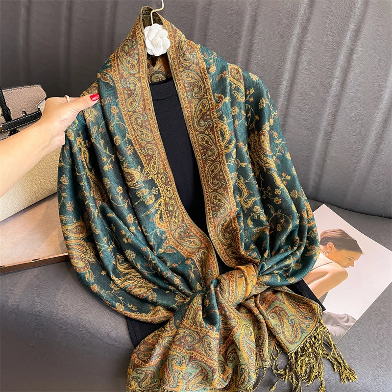Luxury Brand Autumn Cashmere Pashmina Shawl Lady Wrap Warm Winter Scarves Design Print Female Foulard Cotton Stoles...