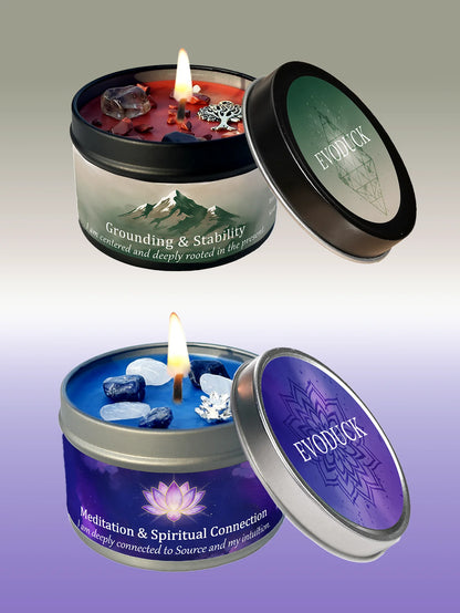 EVDUCK 3oz Scented Candle, Vetiver & Cedarwood Scent with Crystals, for Gifting Suitable for Christmas, Halloween Female Friends