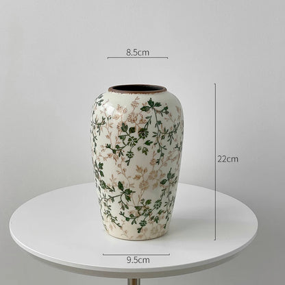 New Chinese ceramic vase dried flower water flower arrangement retro living room entrance decoration ornament small and fresh