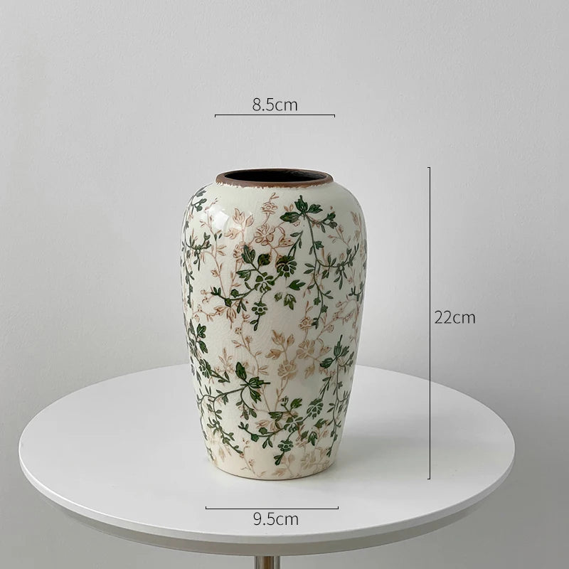 New Chinese ceramic vase dried flower water flower arrangement retro living room entrance decoration ornament small and fresh