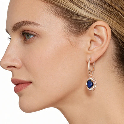 Kinel Hot Shiny Blue Natural Zircon Dangle Earrings for Women Fashion 585 Rose Gold Color Party High Quality Daily Fine...