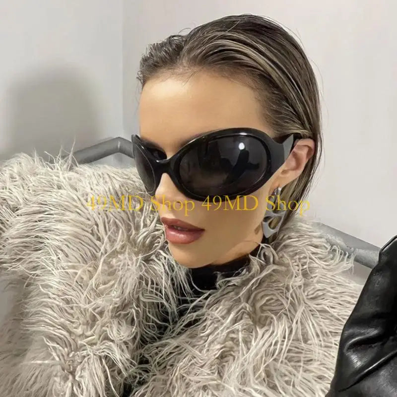 49MD Alien Sunglasses Punk Sunglasses y2k Sunglasses Wrap Around Sunglasses Uv400 Sunglasses Shades Glasses Eyeglasses - Kimlud
