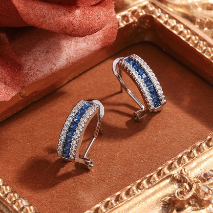 Exquisite Earrings for Women, High-quality Blue Zircon Earrings, Anniversary Gifts, Engagement Earrings, Party Jewelry |...