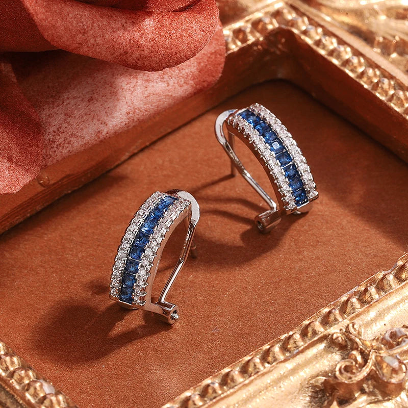 Exquisite Earrings for Women, High-quality Blue Zircon Earrings, Anniversary Gifts, Engagement Earrings, Party Jewelry |...