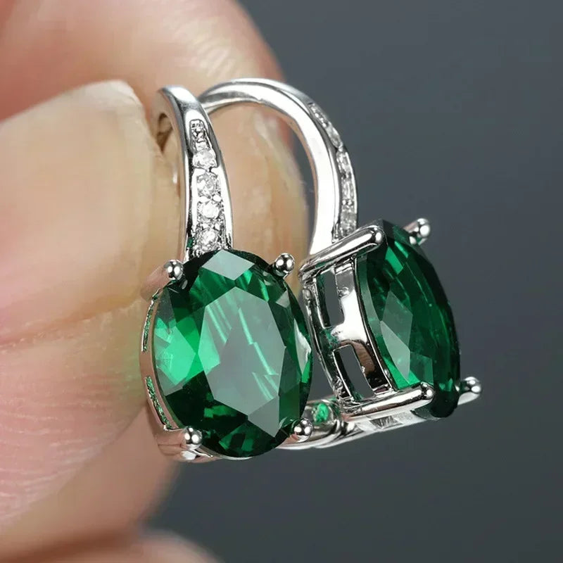 Fashionable Banquet Elegant Emerald Cubic Zirconia Earrings, High-end Inlaid Wedding Style Swaying Jewelry Accessories |...