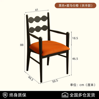 Solid Wood Dining Chair Household French Makeup Soft Bag Armrest Chair Light Luxury Balcony Backrest Silla Comedor Furniture - Kimlud