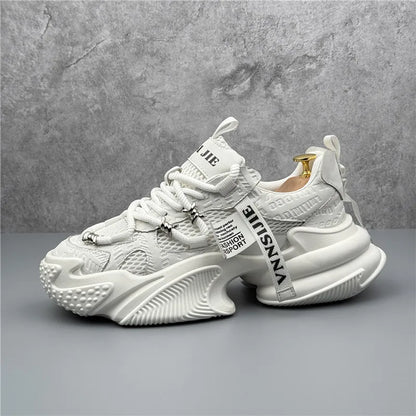 New Fashion Brand Designer Whtie Thick Bottom Casual Board Shoes for Men Flats Loafers Sports Walking Sneakers Zapatos Hombre