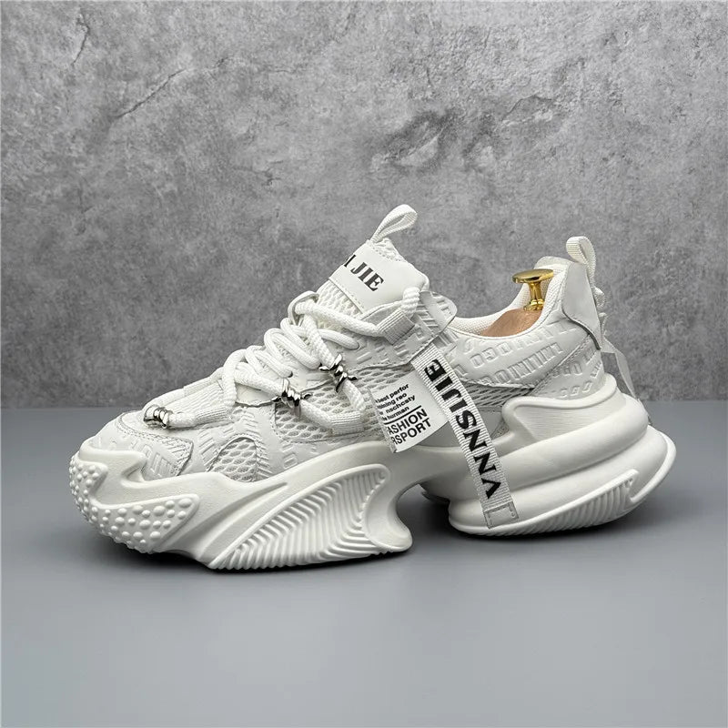 New Fashion Brand Designer Whtie Thick Bottom Casual Board Shoes for Men Flats Loafers Sports Walking Sneakers Zapatos Hombre