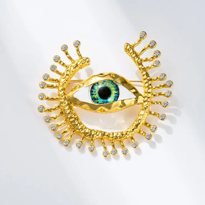 Classic Vintage Design Women Men Big Eyes Hihg-end Badges Brooches Unisex Palace Baroque Enamel Crystal Banquet Corsage Pins