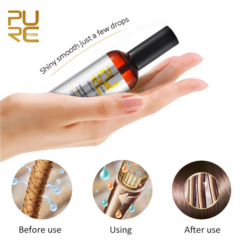 PURC Morocco Argan Oil Smoothing Hair Treatment Repair Damaged Frizz Hair Care Products for Women 100ml | Kimlud Premium Purc