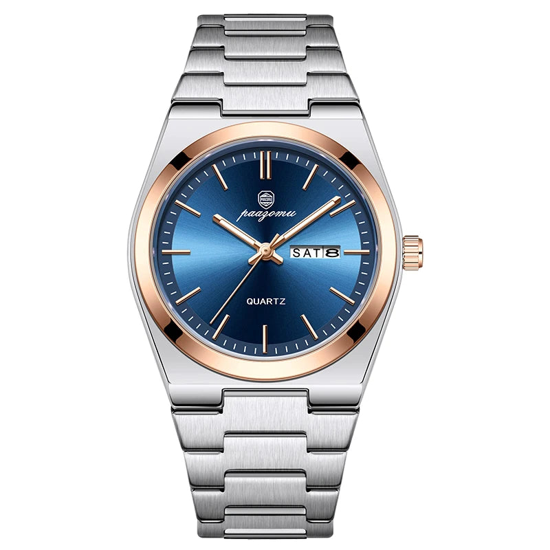 PAAZOMU Elegant Watch For Women Waterproof Luminous Date Week Ladies Watches Quartz Stainless Steel Woman's Fashion Wristwatch