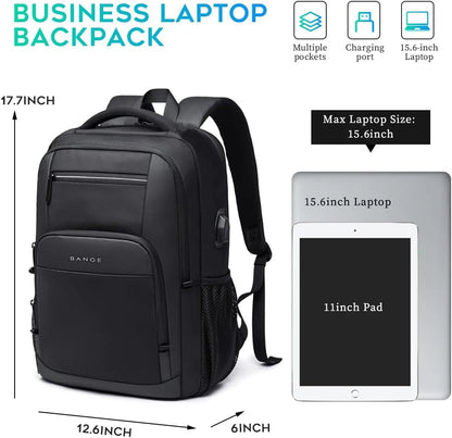 BANGE Lightweight 15.6 inch Laptop Backpack Waterproof USB Charge Port Multifunctional Travel Hiking School Bag Mochila for Men