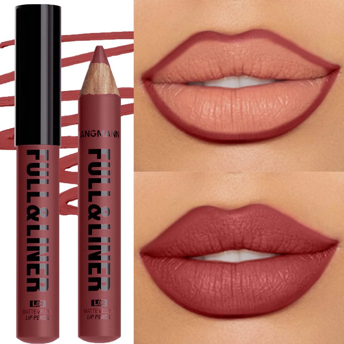 Waterproof Matte Lipliner Pencil Brown Contour Tint Lipstick Pen Long Lasting 12 Color Wooden Lip Liner Pencil Full-lip Makeup