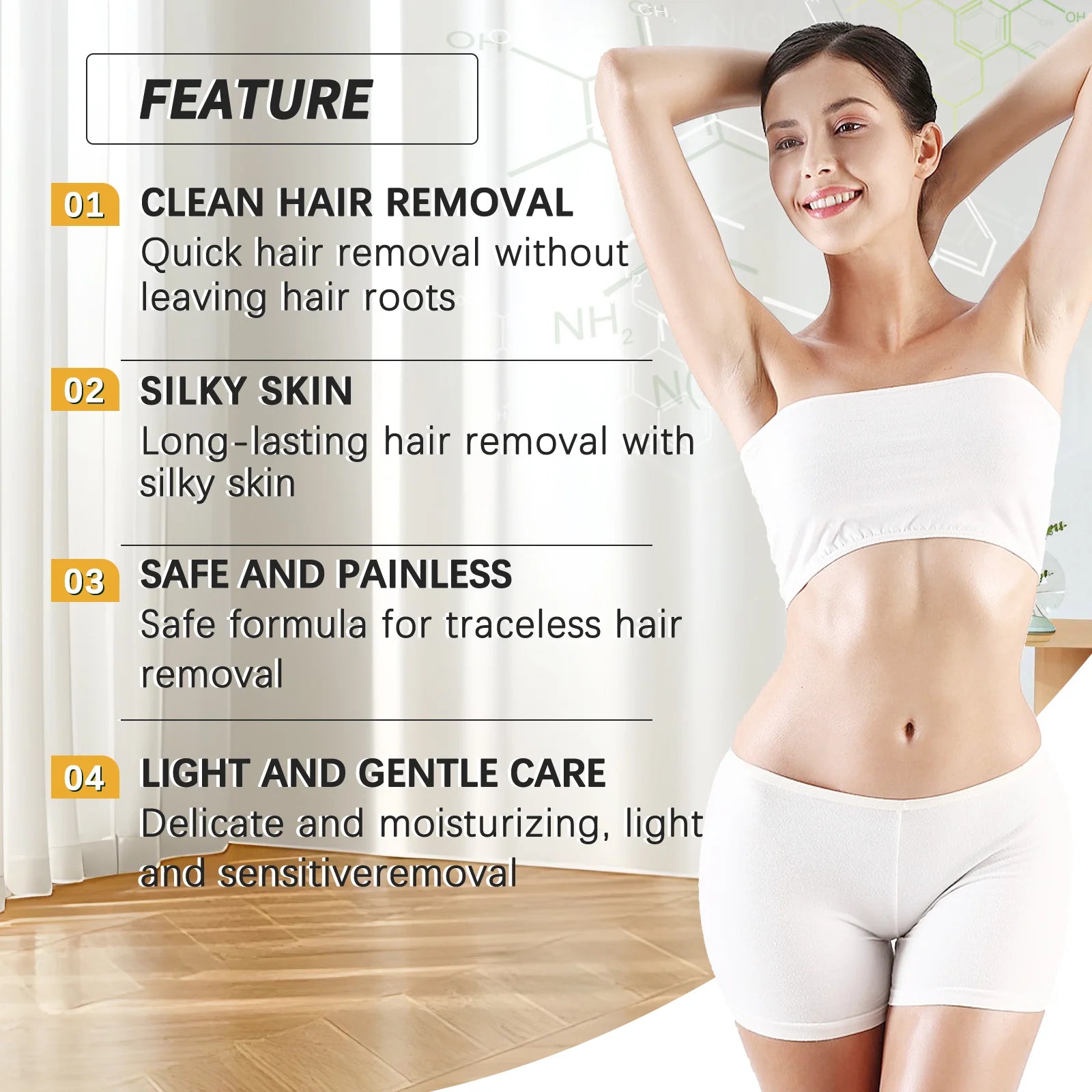 Hair Growth Inhibitor Gel Painless Depilatory - For underarms, legs & arms with skin-friendly base oils. Beauty skincare...