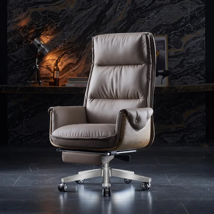 Computer chair Home boss chair Comfortable backrest Sedentary reclining Cowhide sub-study class Business office | Kimlud...